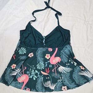 SEA GROVE Green Tropical Flamingo Print 2-Piece Swim Set Bottoms New, size XXL